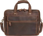 Luxorro Full Grain Leather Briefcase for Men, Top Choice Gifts for Men, Handcrafted Leather Laptop Bag with Multiple Compartments and Brass Hardware, Fits 15.6 Inch Laptop - Image 3